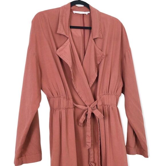 ASTR The Label Tencel Blend Rust Mauve Midi Lightweight Trench Coat - Picture 5 of 7